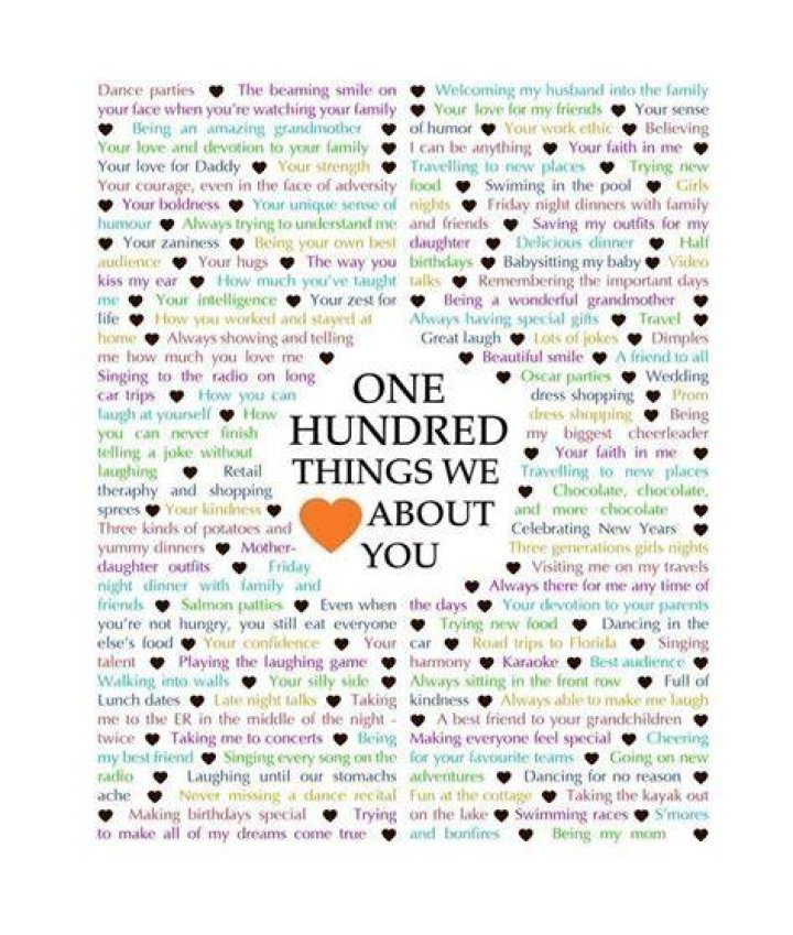 100 Things We {Love} About You Download Birthday Gift Idee, Idee