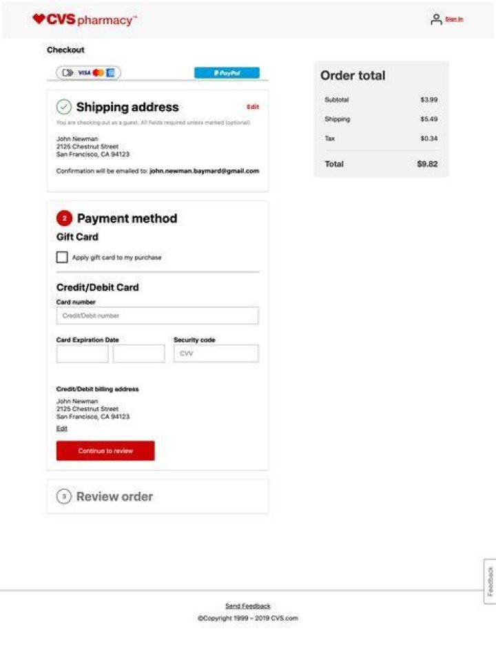 CVS&rsquo; Billing Address 304 of 608 Billing Address Examples Baymard Institute