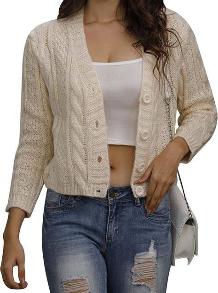 Dasing VNeck Short Knitted Sweaters Women Cardigan Fashion Short