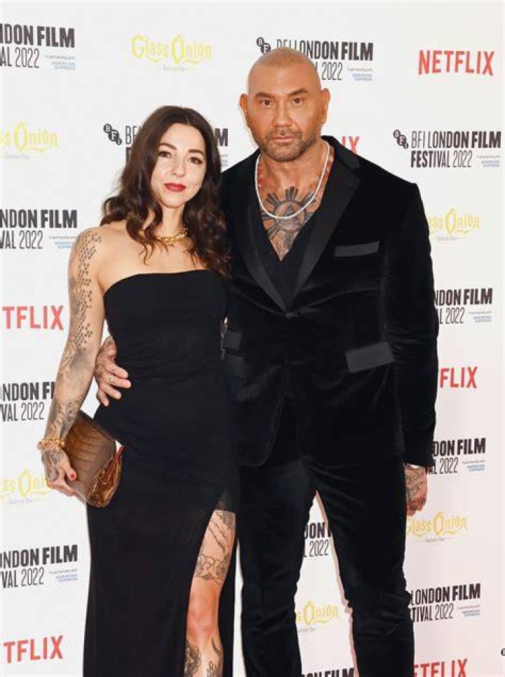 Dave Bautista and his date "Glass Onion: A Knives Out Mystery" European Premiere Closing Night Gala.