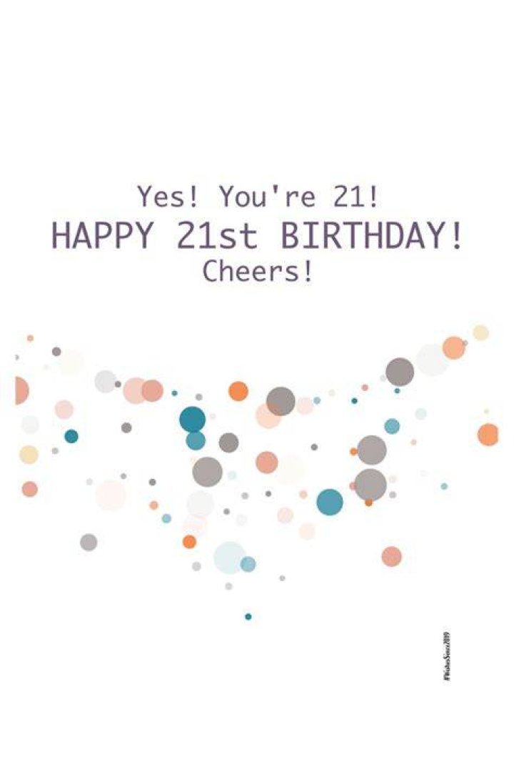 Digital 21st Birthday Wishes Greeting Card, Pantone Colors