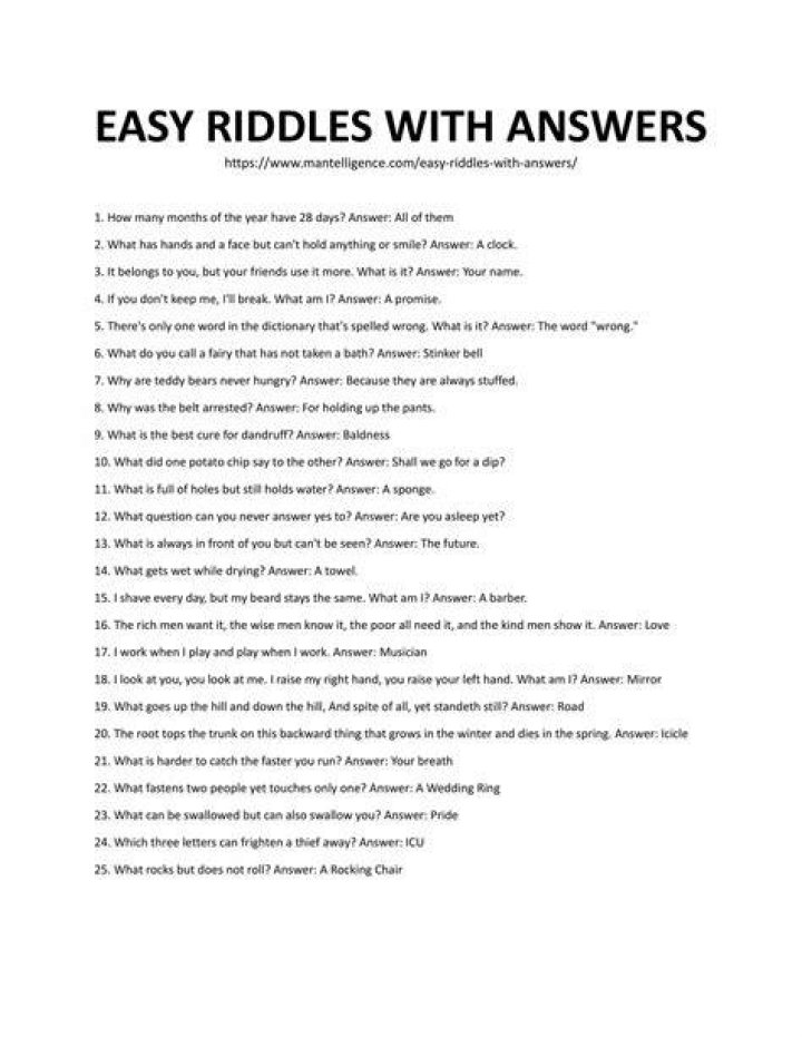 Easy Funny Riddles For Adults