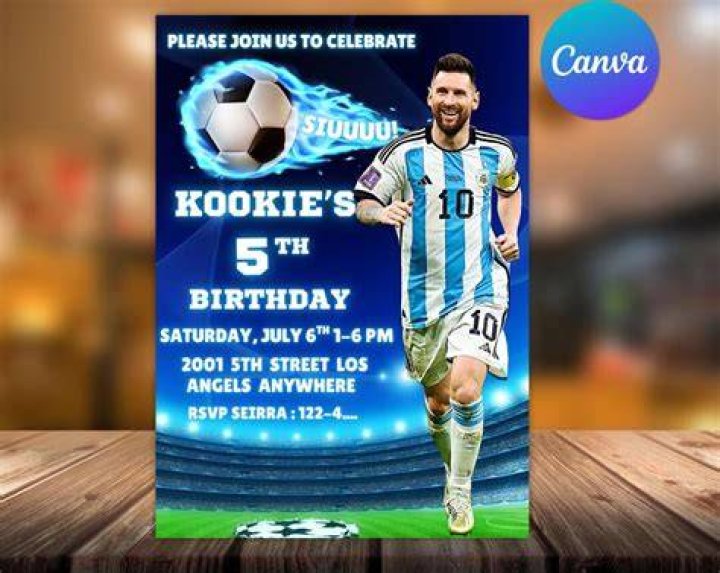 Messi Birthday Invitation Messi Invite Argentina Soccer Etsy