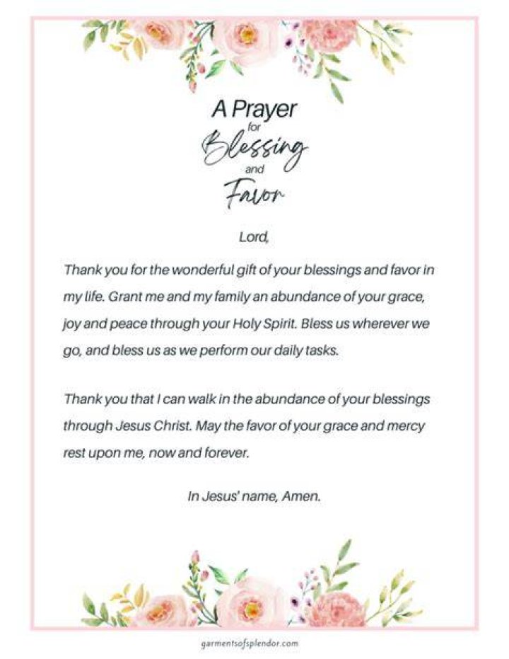 Prayer for Blessing and Favor Prayer & Possibilities