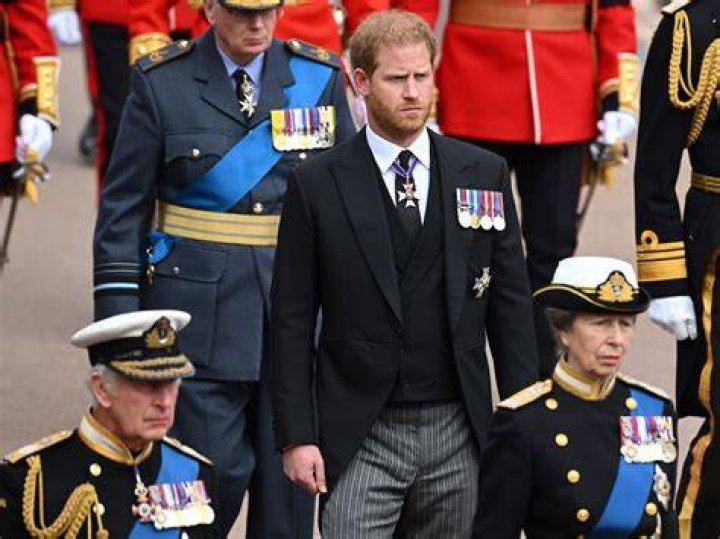 Prince Harry, Duke of Sussex attends The State Funeral Of Queen Elizabeth II at Westminster Abbey on September 19, 2022 in London, England. Elizabe...