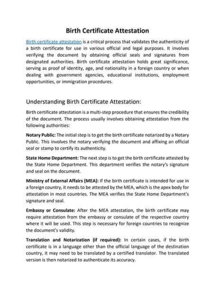 Process Attestation of birth certificate from national population