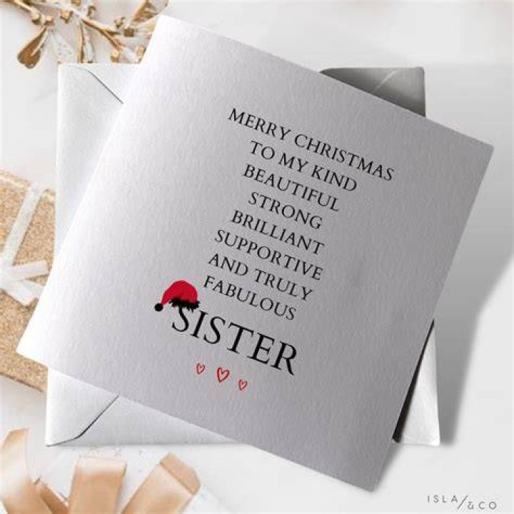 Sister Christmas Card 'To A Wonderful Sister Merry Christmas' With