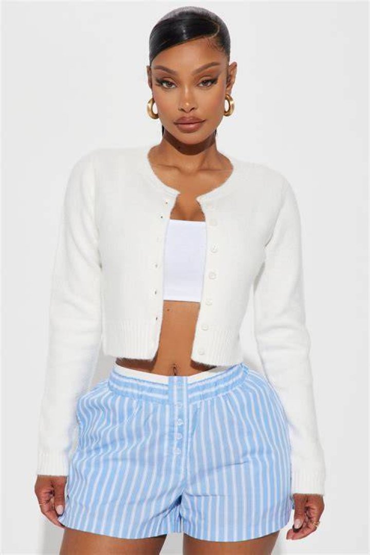 Slaying In Style: White Short Sleeve Cropped Cardigan