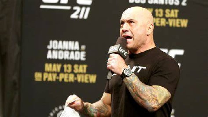 Stand Up comedian UFC commentator and Joe Rogan chats with a friend in Calabasas