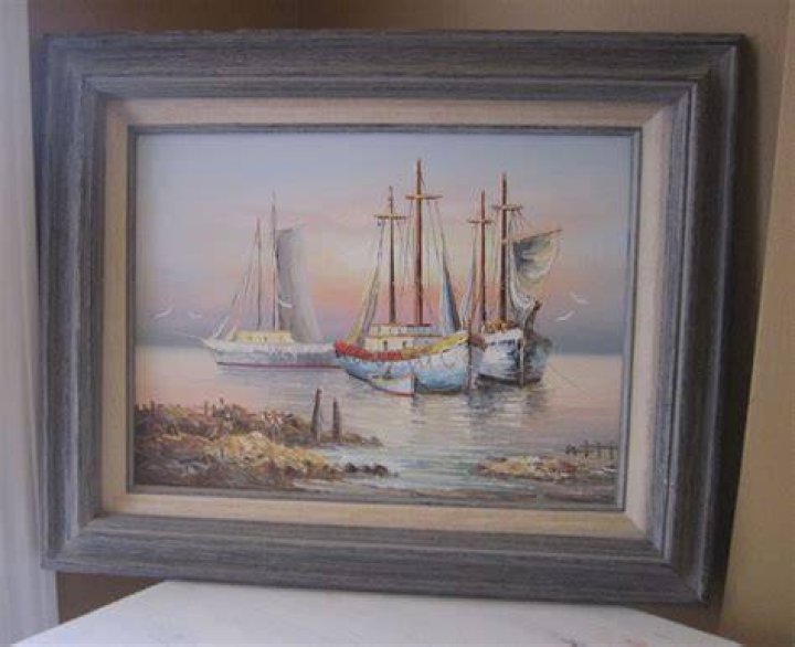 Vintage Painting B. Wilder Oil Painting Canvas Sailing Etsy Vintage